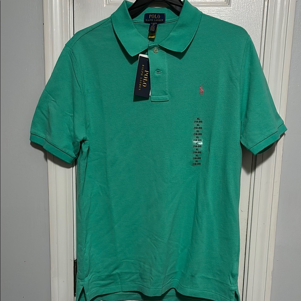 Polo Ralph Lauren Green Polo Shirt NWT big kids SIZE XL 18-20